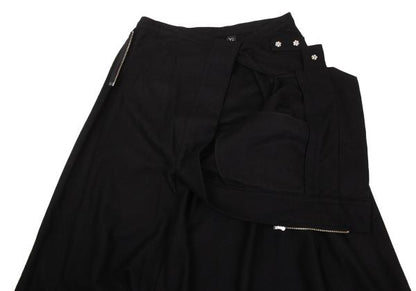 Y's Wool Asymmetrical Half-Wrap Sarouel Pants Black Size 2