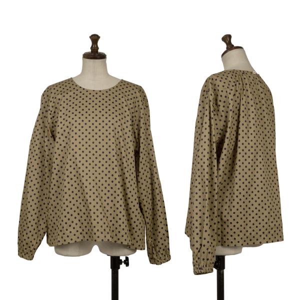 45rpm Cotton Dot Print Blouse Beige/Navy