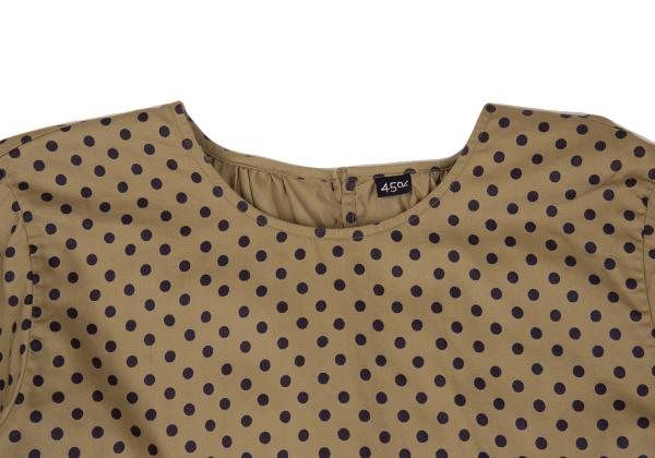 45rpm Cotton Dot Print Blouse Beige/Navy
