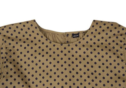 45rpm Cotton Dot Print Blouse Beige/Navy