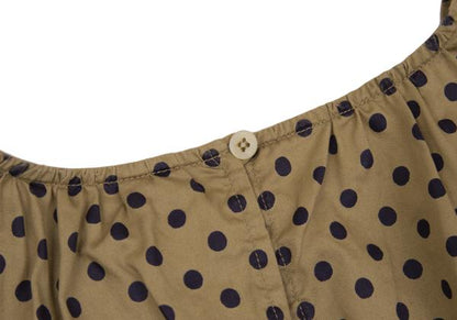 45rpm Cotton Dot Print Blouse Beige/Navy