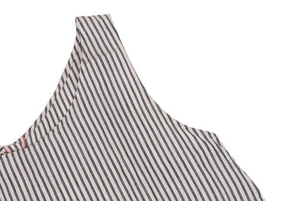 45rpm Cotton Linen Stripe Check Sleeveless Dress Blue Size M