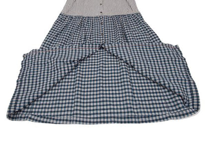 45rpm Cotton Linen Stripe Check Sleeveless Dress Blue Size M