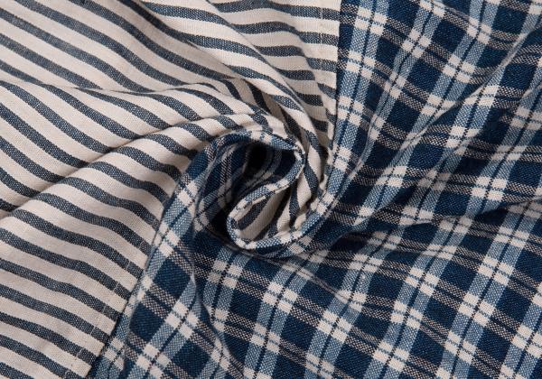 45rpm Cotton Linen Stripe Check Sleeveless Dress Blue Size M