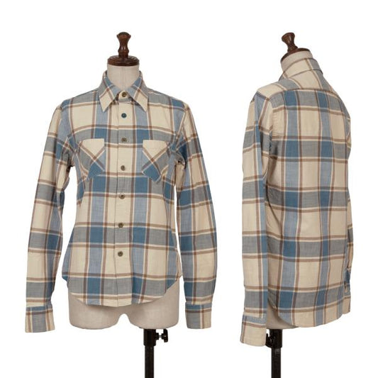45rpm& Cotton Check Long Sleeve Shirt Beige Size 2