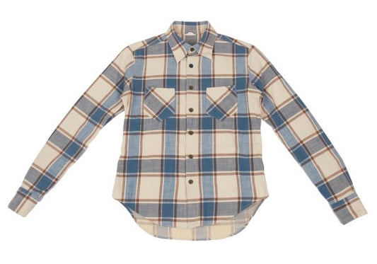 45rpm& Cotton Check Long Sleeve Shirt Beige Size 2