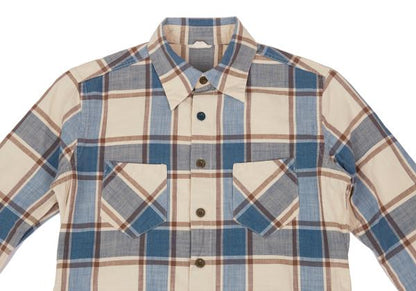 45rpm& Cotton Check Long Sleeve Shirt Beige Size 2