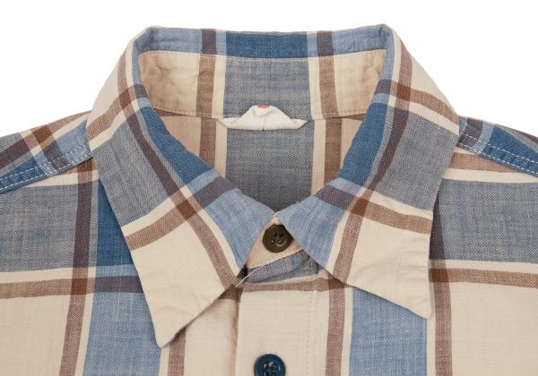45rpm& Cotton Check Long Sleeve Shirt Beige Size 2