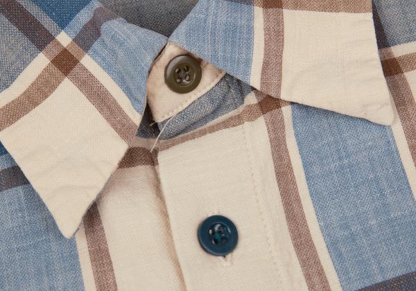 45rpm& Cotton Check Long Sleeve Shirt Beige Size 2