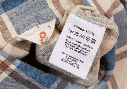 45rpm& Cotton Check Long Sleeve Shirt Beige Size 2