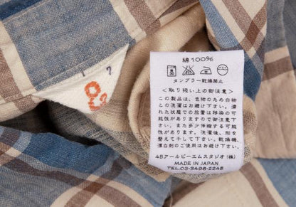 45rpm& Cotton Check Long Sleeve Shirt Beige Size 2