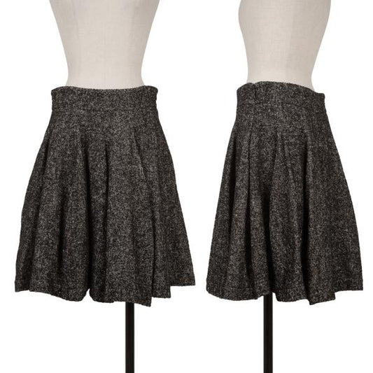 LIMI feu Silk Blend Wool Tweed Pleated Skirt Black Size S