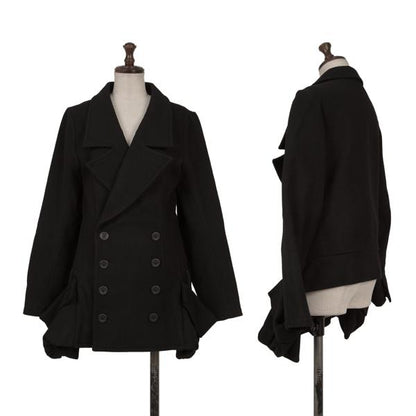LIMI feu Wool Nylon Flap Pocket Design Peacoat Black Coat Size S