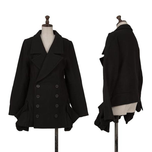 LIMI feu Wool Nylon Flap Pocket Design Peacoat Black Coat Size S