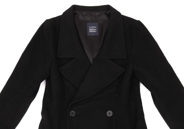 LIMI feu Wool Nylon Flap Pocket Design Peacoat Black Coat Size S