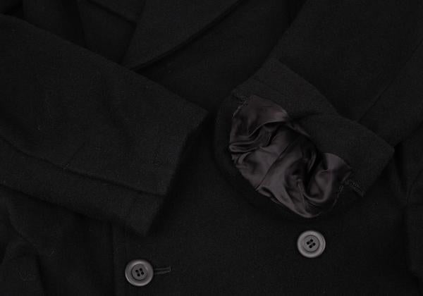 LIMI feu Wool Nylon Flap Pocket Design Peacoat Black Coat Size S
