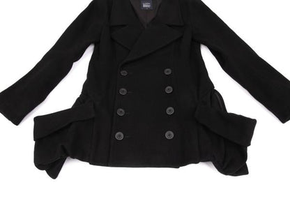 LIMI feu Wool Nylon Flap Pocket Design Peacoat Black Coat Size S