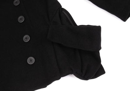 LIMI feu Wool Nylon Flap Pocket Design Peacoat Black Coat Size S