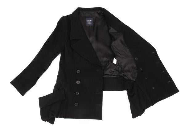 LIMI feu Wool Nylon Flap Pocket Design Peacoat Black Coat Size S