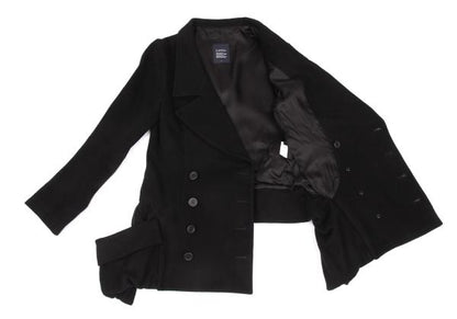 LIMI feu Wool Nylon Flap Pocket Design Peacoat Black Coat Size S