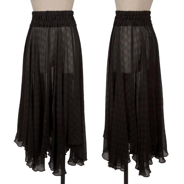 Y's Red Label Silk Shadow Checker Flag Skirt Black Size 2