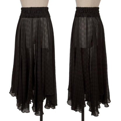 Y's Red Label Silk Shadow Checker Flag Skirt Black Size 2