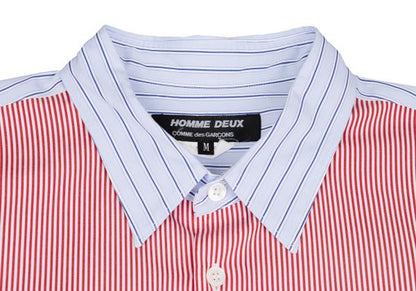COMME des GARCONS HOMME DEUX Panel Stripe Shirt Red Size M