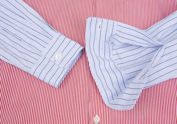 COMME des GARCONS HOMME DEUX Panel Stripe Shirt Red Size M