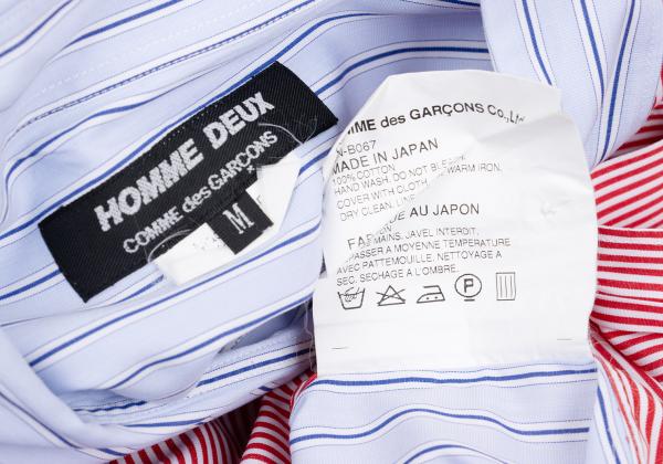 COMME des GARCONS HOMME DEUX Panel Stripe Shirt Red Size M