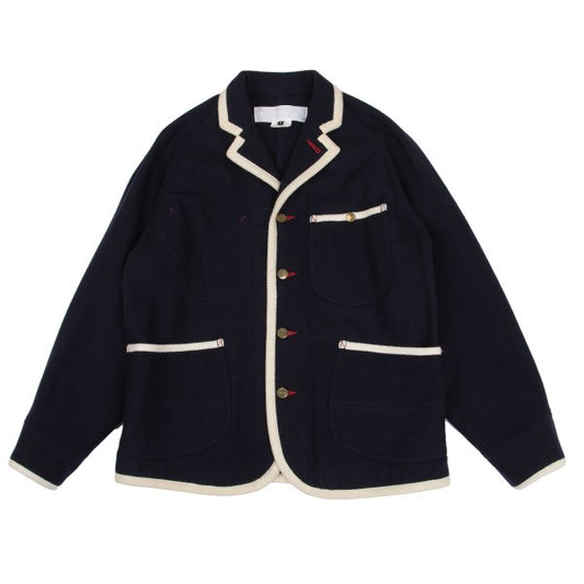 GANRYU Wool Flannel Piping Design Jacket Navy Size S