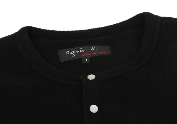 agnes b. Fleece Snap Button Jacket Black Size 1
