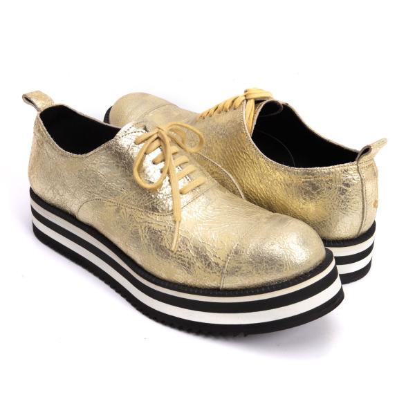 COMME des GARCONS Gold Metallic Platform Shoes Size 23.5CM