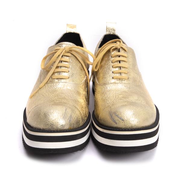 COMME des GARCONS Gold Metallic Platform Shoes Size 23.5CM