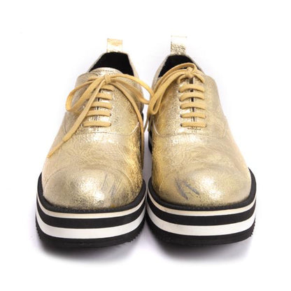 COMME des GARCONS Gold Metallic Platform Shoes Size 23.5CM