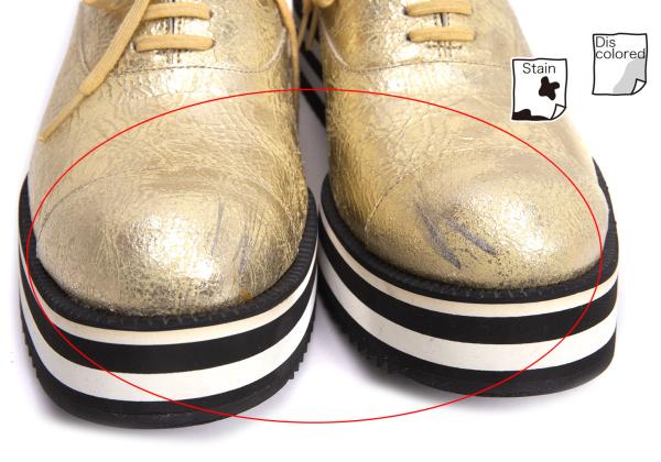COMME des GARCONS Gold Metallic Platform Shoes Size 23.5CM