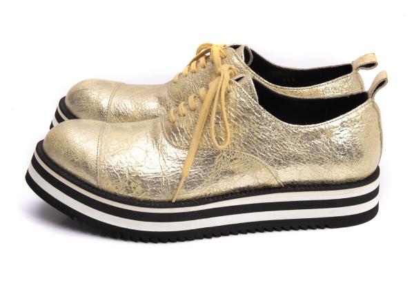 COMME des GARCONS Gold Metallic Platform Shoes Size 23.5CM