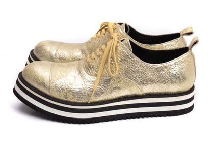 COMME des GARCONS Gold Metallic Platform Shoes Size 23.5CM