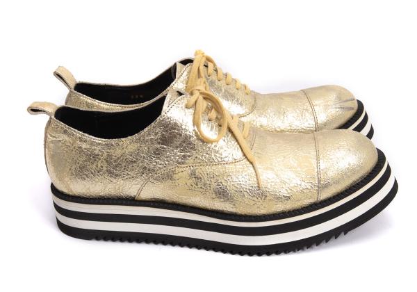 COMME des GARCONS Gold Metallic Platform Shoes Size 23.5CM