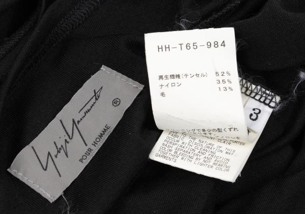 Yohji Yamamoto POUR HOMME 19SS Back T-Shirt Black Size 3