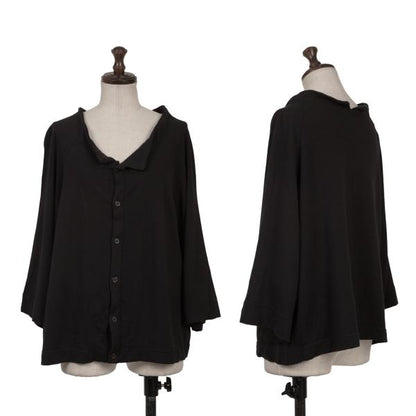 Y's Cotton Blend Raglan Sleeve Blouse Black Size 2
