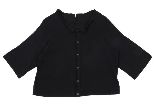 Y's Cotton Blend Raglan Sleeve Blouse Black Size 2