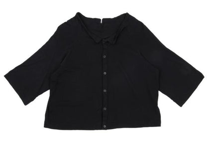 Y's Cotton Blend Raglan Sleeve Blouse Black Size 2
