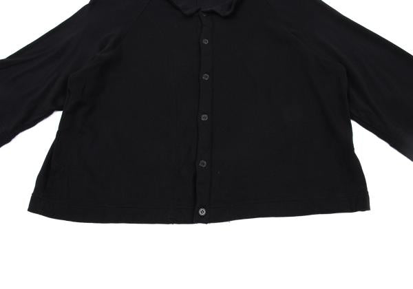 Y's Cotton Blend Raglan Sleeve Blouse Black Size 2
