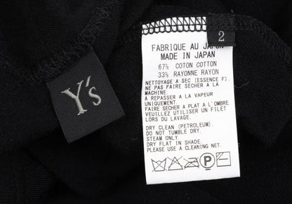 Y's Cotton Blend Raglan Sleeve Blouse Black Size 2