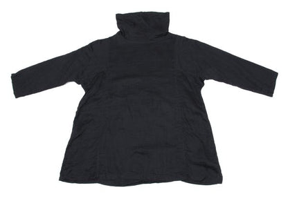Plantation Panel Design High Neck Blouse Navy Size M