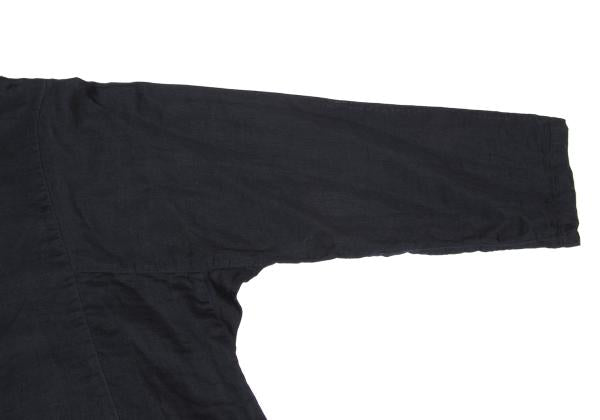 Plantation Panel Design High Neck Blouse Navy Size M