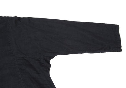 Plantation Panel Design High Neck Blouse Navy Size M
