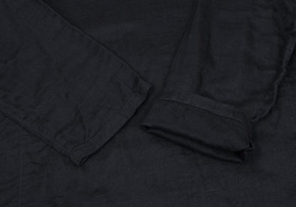 Plantation Panel Design High Neck Blouse Navy Size M