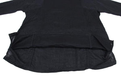 Plantation Panel Design High Neck Blouse Navy Size M