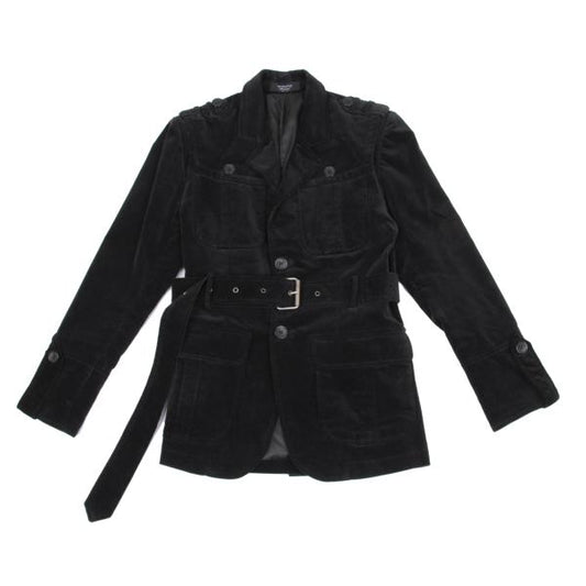 VIKTOR&ROLF Belt Design Velvet Jacket Black Cotton Size 46
